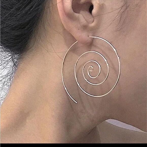 Swirl Spiral Geometric Dangler Earrings - Picture 1 of 3
